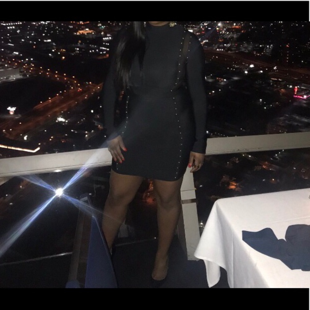 Long sleeve medal studded bandage dress